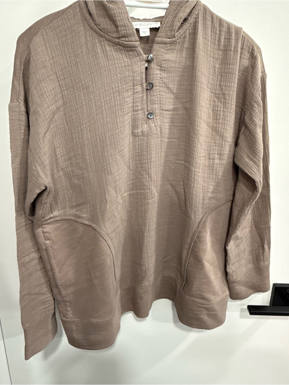 Pure Jill J Jill Pullover Hood Organic Cotton Gauze French Terry XS Driftwood - Picture 5 of 8